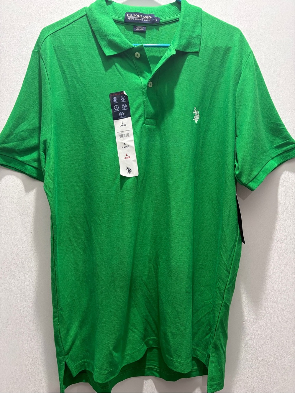 NWT Size L-U.S. Polo Assn. Men's Bright Green Polo